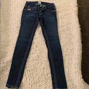 True religion dark wash skinny jeans